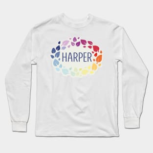 Harper name with colorful leaves Long Sleeve T-Shirt